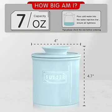 AVLA 2 Pack Ceramic Butter Crock, French Butter Dish with Water Line, Butter Keeper Butter Container...