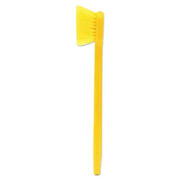 Rubbermaid Commercial Products Utility Pot Scrub Brush, Heavy Duty Long Plastic 20-Inch Handle, Yellow, Gray, Use for Bathroom/Shower/Floor Tile/Decks/Car Tires/Outdoor Use
