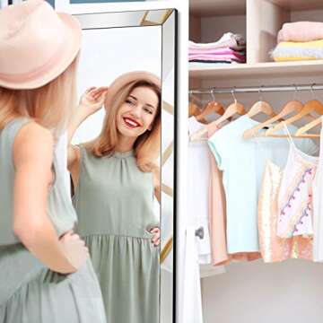 Openuye Full Length Mirror, 70"X30" Vanity Mirror Standing Hanging or Leaning Against Wall, Rectangle Large Mirror Floor Mirror Full Body Mirror Wall-Mounted Mirror, for Bedroom/Living Room/Bathroom
