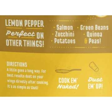 Kosmos Q Lemon Wing Dust - 5 Oz Bag for Wings, Popcorn & More - Dry BBQ Wings Rub with Zesty Lemon Tang and Spicy Cracked Black Pepper (Lemon Pepper)