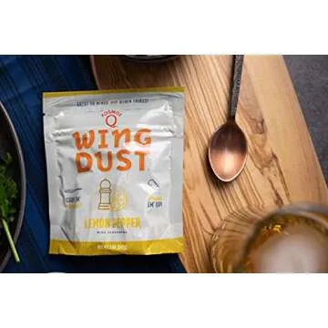 Kosmos Q Lemon Wing Dust - 5 Oz Bag for Wings, Popcorn & More - Dry BBQ Wings Rub with Zesty Lemon Tang and Spicy Cracked Black Pepper (Lemon Pepper)