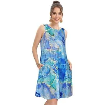 elescat Colorful Sleeveless Sundress with Pockets