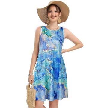 elescat Colorful Sleeveless Sundress with Pockets