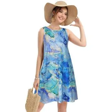 elescat Colorful Sleeveless Sundress with Pockets