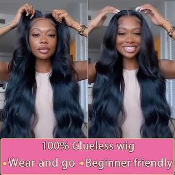Wear and go Glueless Wig Glueless Wigs Human Hair Pre Plucked Pre Cut Lace for Beginners No Glue 4x4...