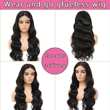 Wear and go Glueless Wig Glueless Wigs Human Hair Pre Plucked Pre Cut Lace for Beginners No Glue 4x4 Body Wave Lace Front Wigs Human Hair Ready to Wear Wigs Natural Color Wig for Women 24 Inch