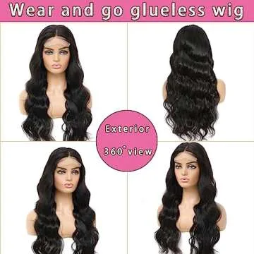 Wear and go Glueless Wig Glueless Wigs Human Hair Pre Plucked Pre Cut Lace for Beginners No Glue 4x4 Body Wave Lace Front Wigs Human Hair Ready to Wear Wigs Natural Color Wig for Women 24 Inch