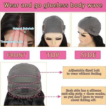 Wear and go Glueless Wig Glueless Wigs Human Hair Pre Plucked Pre Cut Lace for Beginners No Glue 4x4 Body Wave Lace Front Wigs Human Hair Ready to Wear Wigs Natural Color Wig for Women 24 Inch