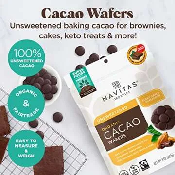 Navitas Organics Cacao Wafers, 8oz, Unsweetened Baking Chocolate — Organic, Non-GMO, Fairtrade, Gl...
