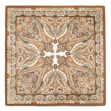 GERINLY Silk Square Scarf with Paisley Prin Boho Neck Wrap for Men Italian Scarves Cravat (R-Gold)