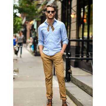 GERINLY Silk Square Scarf with Paisley Prin Boho Neck Wrap for Men Italian Scarves Cravat (R-Gold)