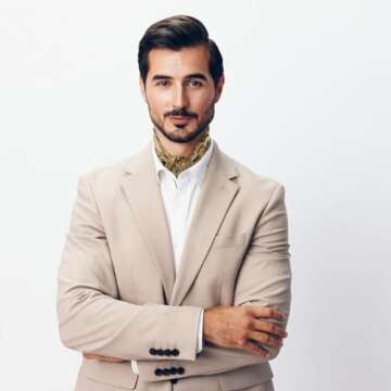 GERINLY Silk Square Scarf with Paisley Prin Boho Neck Wrap for Men Italian Scarves Cravat (R-Gold)