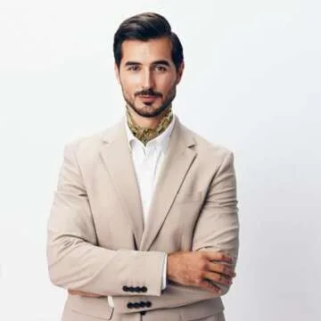 GERINLY Silk Square Scarf with Paisley Prin Boho Neck Wrap for Men Italian Scarves Cravat (R-Gold)