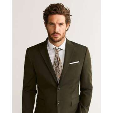 GERINLY Silk Square Scarf with Paisley Prin Boho Neck Wrap for Men Italian Scarves Cravat (R-Gold)