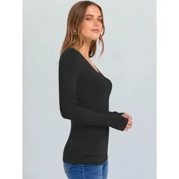 Stylish ANRABESS Long Sleeve V Neck Shirt for Women