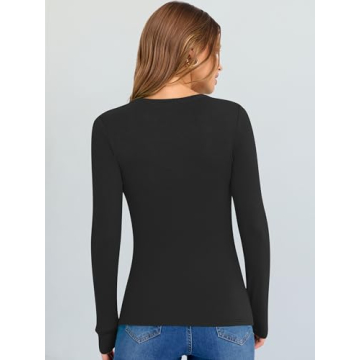 Stylish ANRABESS Long Sleeve V Neck Shirt for Women