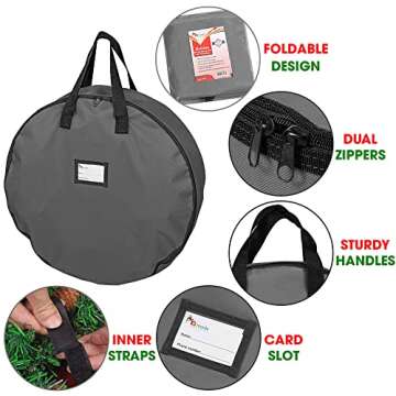Primode Wreath Storage Bag 48" | Durable Xmas Holiday Container