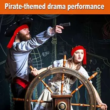 12 Pieces Halloween Pirate Party Supplies, Pirate Accessories Include 6 Red Pirate Head Bandana Tie Headband Sports Headwear Ties 6 Black Felt Pirate Captain Eye Patches Skull Crossbones for Party