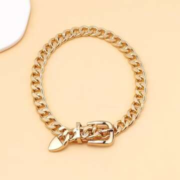 Cuban Link Chain Necklace Punk Belt Buckle Shaped Chunky Choker Necklace Statement Thick Chain Necklace Jewelry Gifts for Women Men