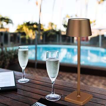 amhshkou Cordless Table lamp Rechargeable,Touch dimmable,IP54 Waterproof Rating,Portable,Suitable fo...