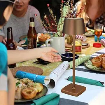 amhshkou Cordless Table lamp Rechargeable,Touch dimmable,IP54 Waterproof Rating,Portable,Suitable for Indoor and Outdoor Lighting Brown