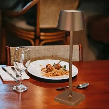 amhshkou Cordless Table lamp Rechargeable,Touch dimmable,IP54 Waterproof Rating,Portable,Suitable for Indoor and Outdoor Lighting Brown