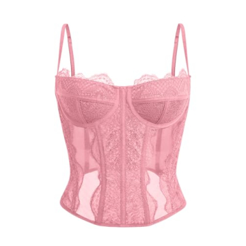 Dealmore Corset Tops For Women Going Out Lace Mesh Date Night Spaghetti Strap Party Club Fall Outfit...