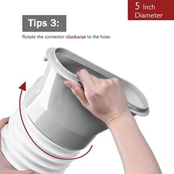TURBRO Polypropylene Portable Air Conditioner Universal Exhaust Hose - 5 Inch Diameter, 78 Inch Length, Clockwise Thread