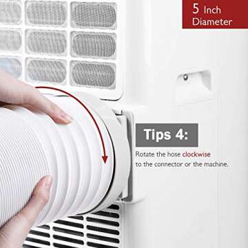 TURBRO Polypropylene Portable Air Conditioner Universal Exhaust Hose - 5 Inch Diameter, 78 Inch Length, Clockwise Thread