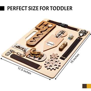 Montessori Busy Board for Toddlers, Wooden Sensory Toys, Preschool Learning Activities for Fine Moto...