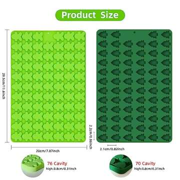 2 PCS Christmas Silicone Molds, 70 Cavity Xmas Tree & 76 Cavity Gingerbread Man Mini Silicone Molds ...