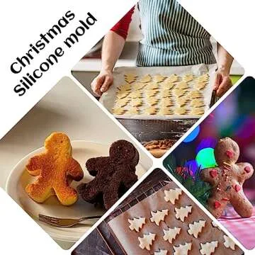 2 PCS Christmas Silicone Molds, 70 Cavity Xmas Tree & 76 Cavity Gingerbread Man Mini Silicone Molds for Baking Biscuits, Gummy,Candy,Chocolate,Jelly,Pet Dog Treats Mold