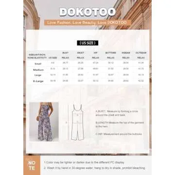 Dokotoo Womens Overalls Black Jumpsuits for Women Casual Loose Fit Solid Color Wide Leg One Piece Sleeveless Jumpsuit Printed Long Pant Rompers with Pockets Medium