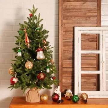 Alupssuc 52pcs Christmas Tree Ornaments Set, Plastic Shatterproof Hanging Baubles for Xmas Tree Decor, Holidays and Wedding Party Balls Decorations with a Forest Theme in Bronze Copper Gold & Green