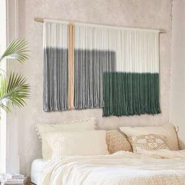 Macrame Green Dip Dye Wall Art for Home Decor