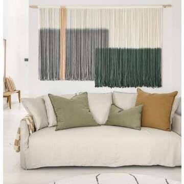 Macrame Green Dip Dye Wall Art for Home Decor