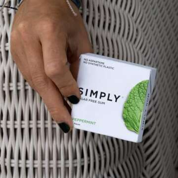 Simply Gum | Xylitol Chewing Gum - Sugar Free | Peppermint | Pack of Six (90 Pieces Total) | Synthetic Plastic Free + Sugar Free + Aspartame Free