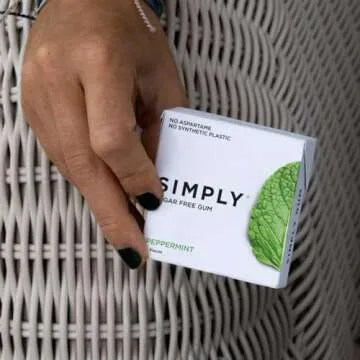 Simply Gum | Xylitol Chewing Gum - Sugar Free | Peppermint | Pack of Six (90 Pieces Total) | Synthetic Plastic Free + Sugar Free + Aspartame Free