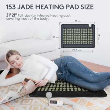 UTK Upgrade Far Infrared Heating Pad for Back, 153 Natural Jades Heating Pad for Pain, More Gemstones & Larger Heat Area, Smart Controller,Memory Function, Travel Bag Included, Medium: 31"x 21"