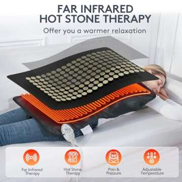 UTK Upgrade Far Infrared Heating Pad for Back, 153 Natural Jades Heating Pad for Pain, More Gemstones & Larger Heat Area, Smart Controller,Memory Function, Travel Bag Included, Medium: 31"x 21"