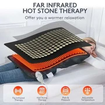 UTK Upgrade Far Infrared Heating Pad for Back, 153 Natural Jades Heating Pad for Pain, More Gemstones & Larger Heat Area, Smart Controller,Memory Function, Travel Bag Included, Medium: 31"x 21"