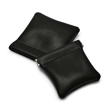 Woodten PU Leather Jewelry Travel Bag Leather Jewelry Pouch Christmas,Wedding Party Favor Gift Bag (S, Black)