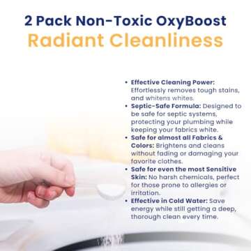 Truly Free OxyBoost - Oxygen Whitener & Clothes Stain Remover Laundry Detergent Powder with Sodium Percarbonate - Brightens Whites & Safe for Colors - Non-Chlorine, Gentle Yet Powerful - Pack of 2