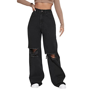 Loose Ripped Denim Pants for Women - Stylish & Comfortable
