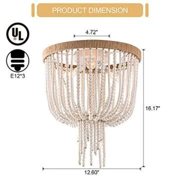 Boho Wood Beaded Chandelier for Home Decor