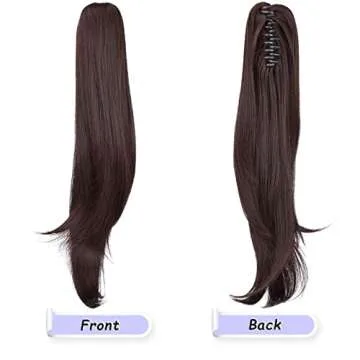 Brown Ponytail Extension,20" Clip Ponytail Hair Extensions Ponytail Claw Hair Ponytail Extension Natural Looking Synthetic Hairpiece for Women Dark Brown