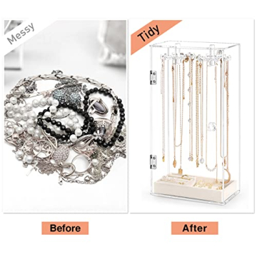 Stylish Acrylic Necklace Holder Jewelry Organizer with Hooks