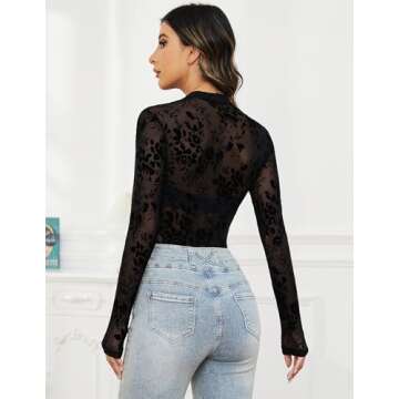 GAMISS Women's Long Sleeve Mesh Top - Chic & Stylish