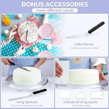 12'' Cake Turntable Set with Spatulas & Smoother