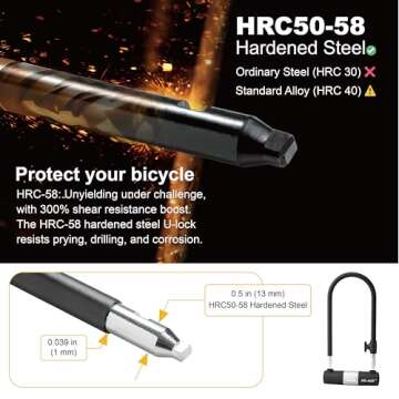 Bike U Lock with Cable | Via Velo Heavy Duty Anti-Theft Bicycle U Lock Sold Secure Silver 15mm Shackle Inner Dim 9 x 4.5 in with 10mm x 6Ft Length Cable Security Lock for Bike Electric Bike Scooter